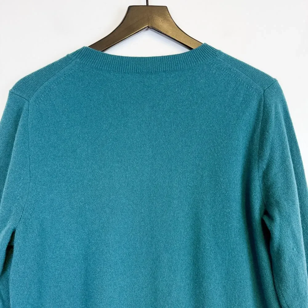 J.Crew Womens Classic Crew 100% Cashmere Sweater Teal Blue - L